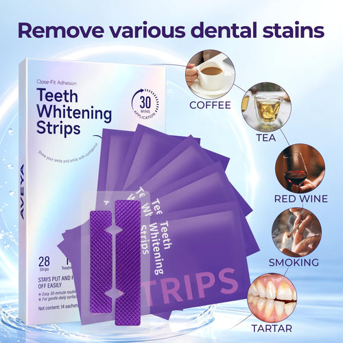 AVEYA Teeth Whitening Strips for Sensitive Teeth - Teeth Whitening Strips Kit, Helps Lift Surface Stains 28 Strips(14 Treatment)