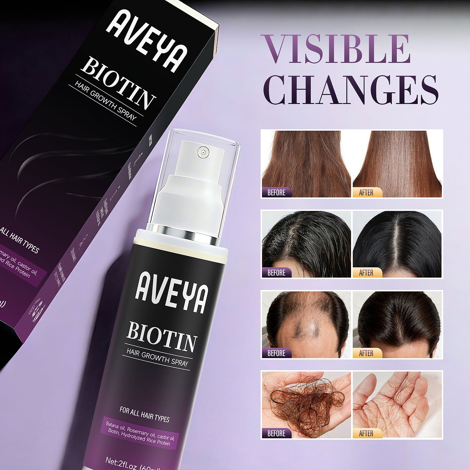 AVEYA Hair Growth Spray-Prevent Hair Thinning & Hair Loss – 60ml - Beauty World