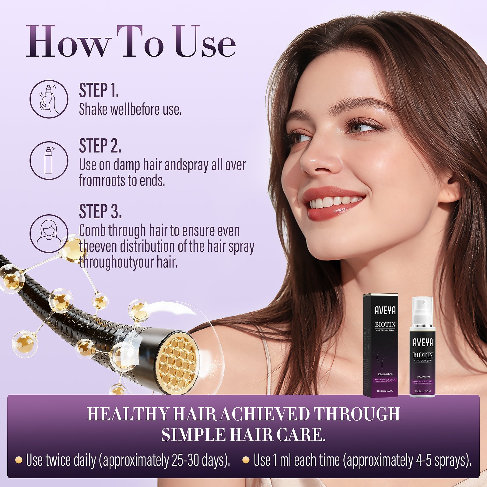 AVEYA Hair Growth Spray-Prevent Hair Thinning & Hair Loss – 60ml - Beauty World