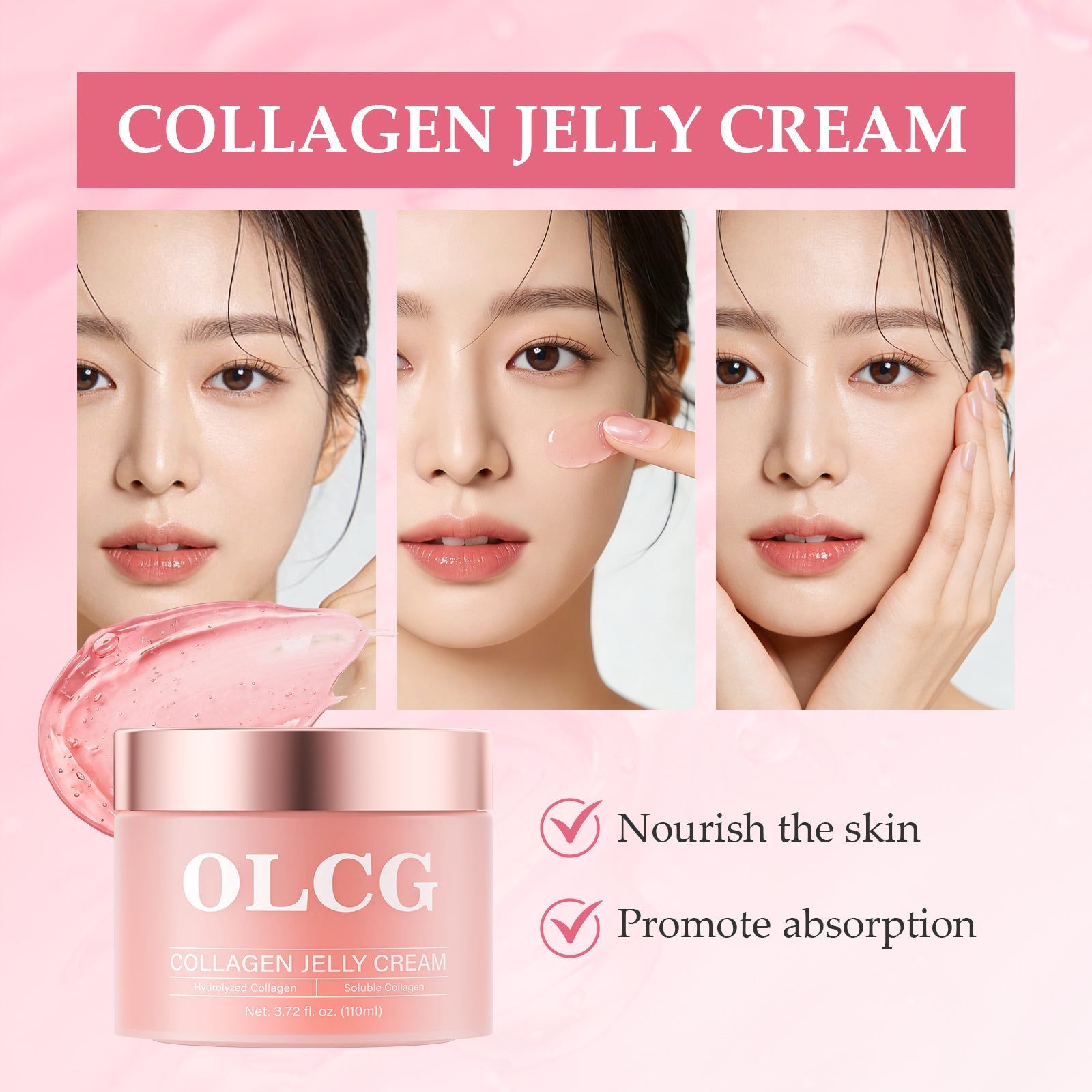 OLCG Collagen Jelly Cream – A Gel-Textured Moisturizing Cream For Radiant And Plump Skin – Contains Hydrolyzed Collagen And Sodium Hyaluronate – Suitable For Daily Use - Beauty World4